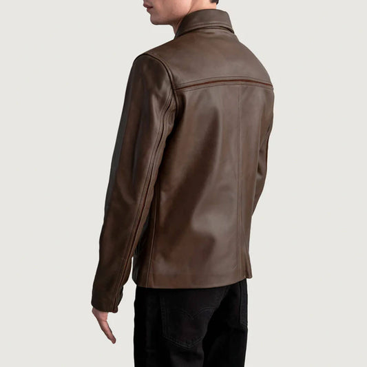 IronCrest Leather Jacket – Pull-Up Brown Edition