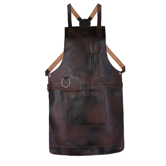 Bristol Dark Brown Distressed Leather BBQ Apron