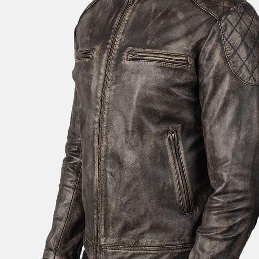 RustHaven Leather Biker Jacket – Distressed Brown Edition