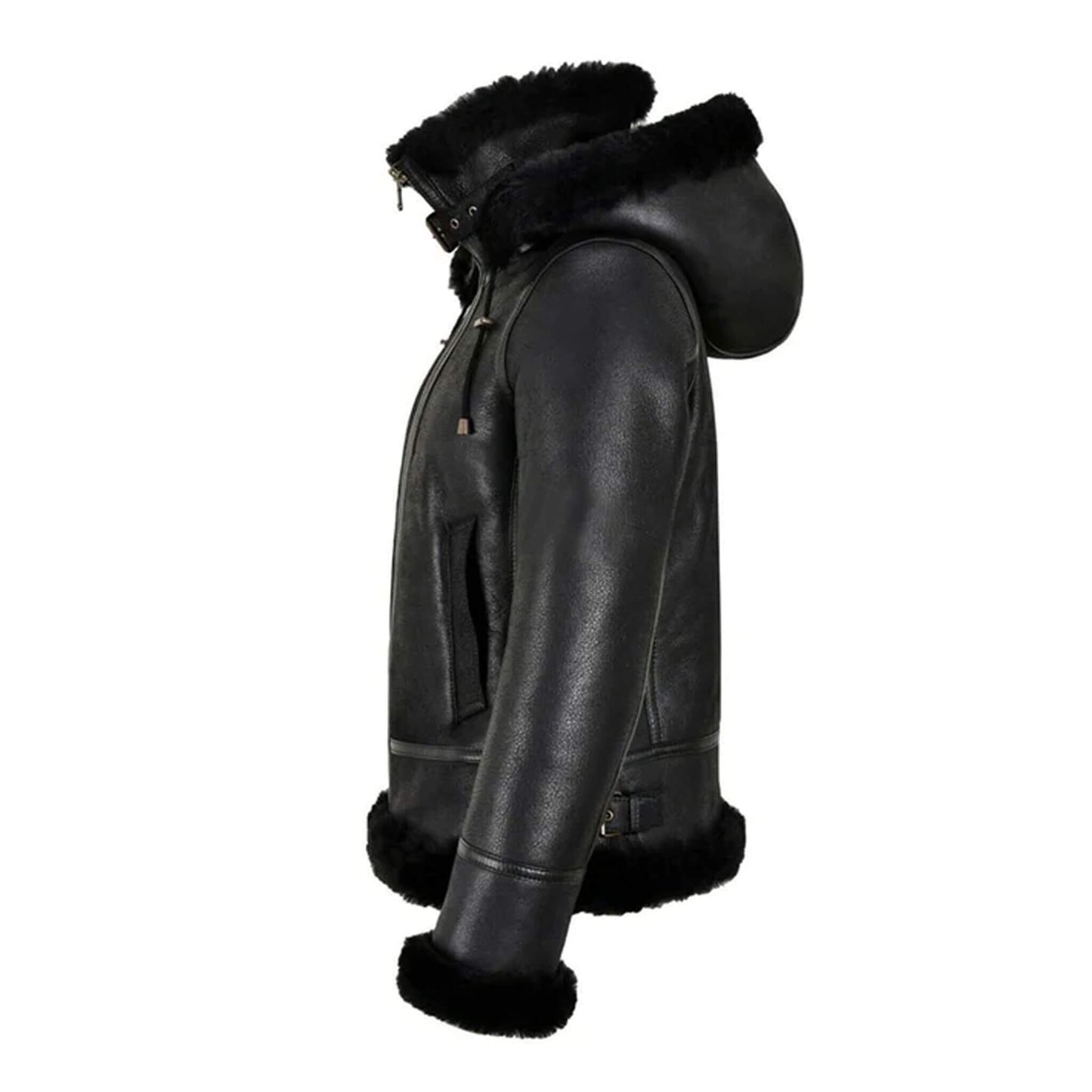 Ardelle Black Shearling Leather Jacket – Goatskin & Faux Fur Lining