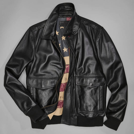AeroForge Black Leather Bomber Jacket – Heritage Flight Edition