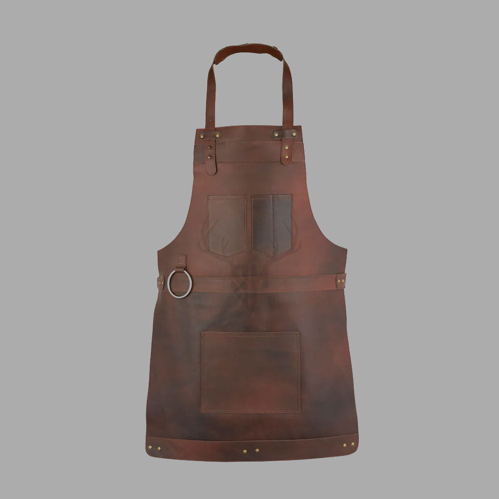 Yorkshire Brown Full Grain Leather BBQ Crossbody Apron