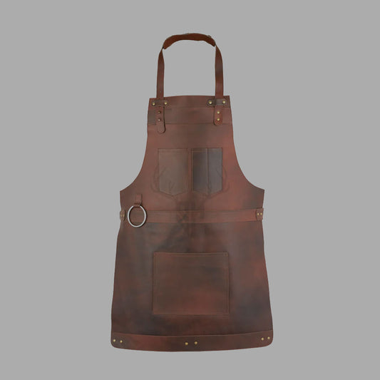 Yorkshire Brown Full Grain Leather BBQ Crossbody Apron leather apron