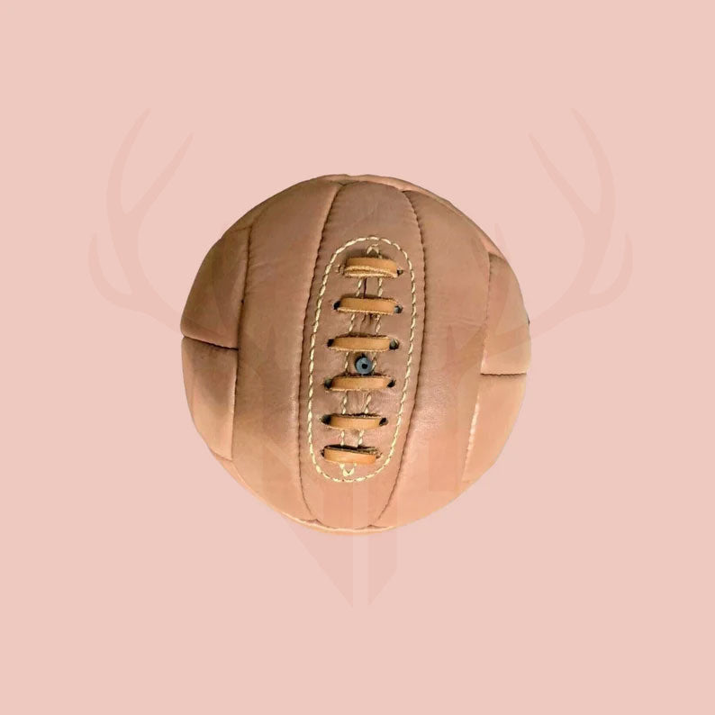 1938 World Cup ball, vintage leather soccer ball, handcrafted football, antique football, FIFA World Cup memorabilia, historic soccer ball, classic leather football, soccer gift, gift for football fan, collectible sports memorabilia, old-school football, sports history collectible, soccer decor, football heritage, leather sports gear.