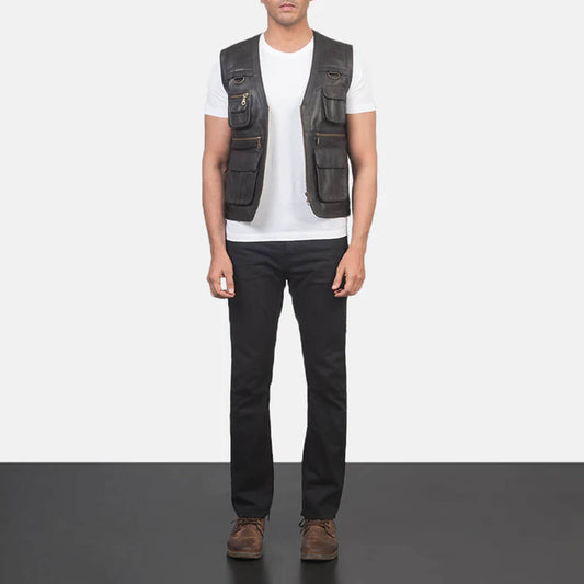 Trailhawk Vintage Leather Vest – Rustic Brown Edition
