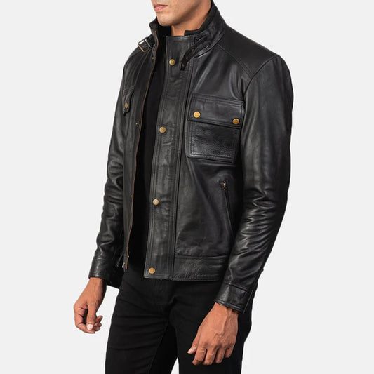 SteelVanguard Leather Biker Jacket – Midnight Rider Edition