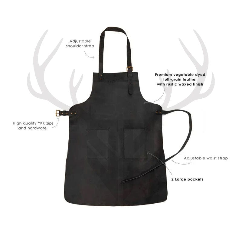 Artisan Leather Apron – Deep Black | 100% Full-Grain Leather