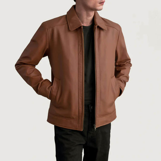 EmberTrail Leather Jacket – Matte Brown Edition