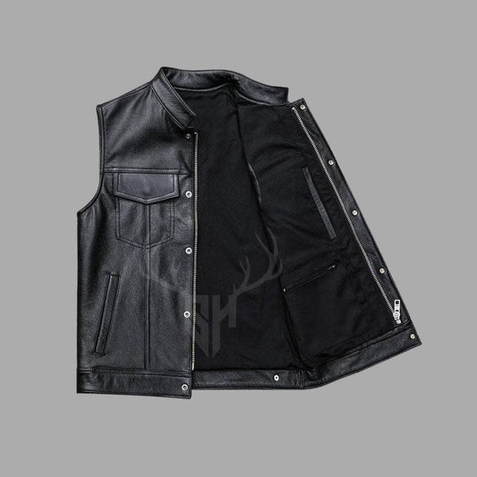 Classic Motorcycle Leather Vest - Customizable