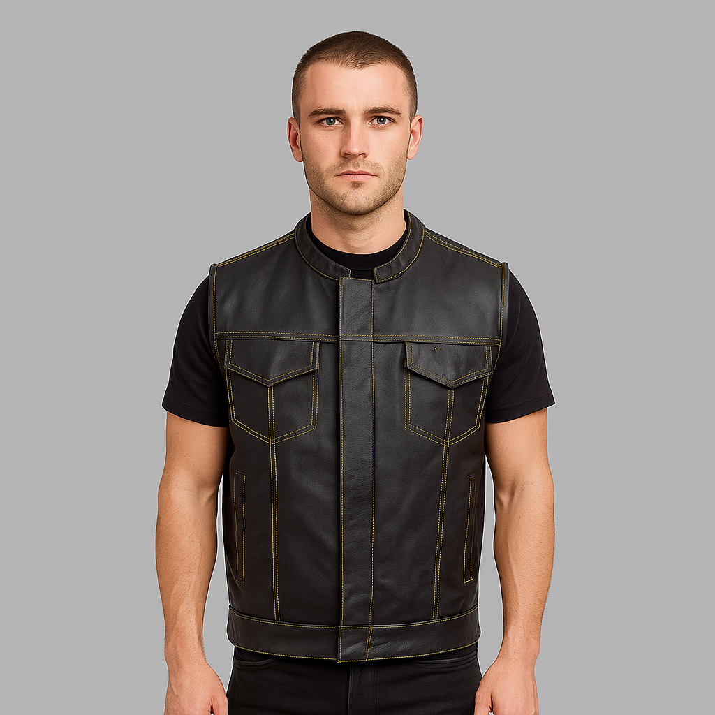 Yellowforge Cowhide Leather Biker Vest