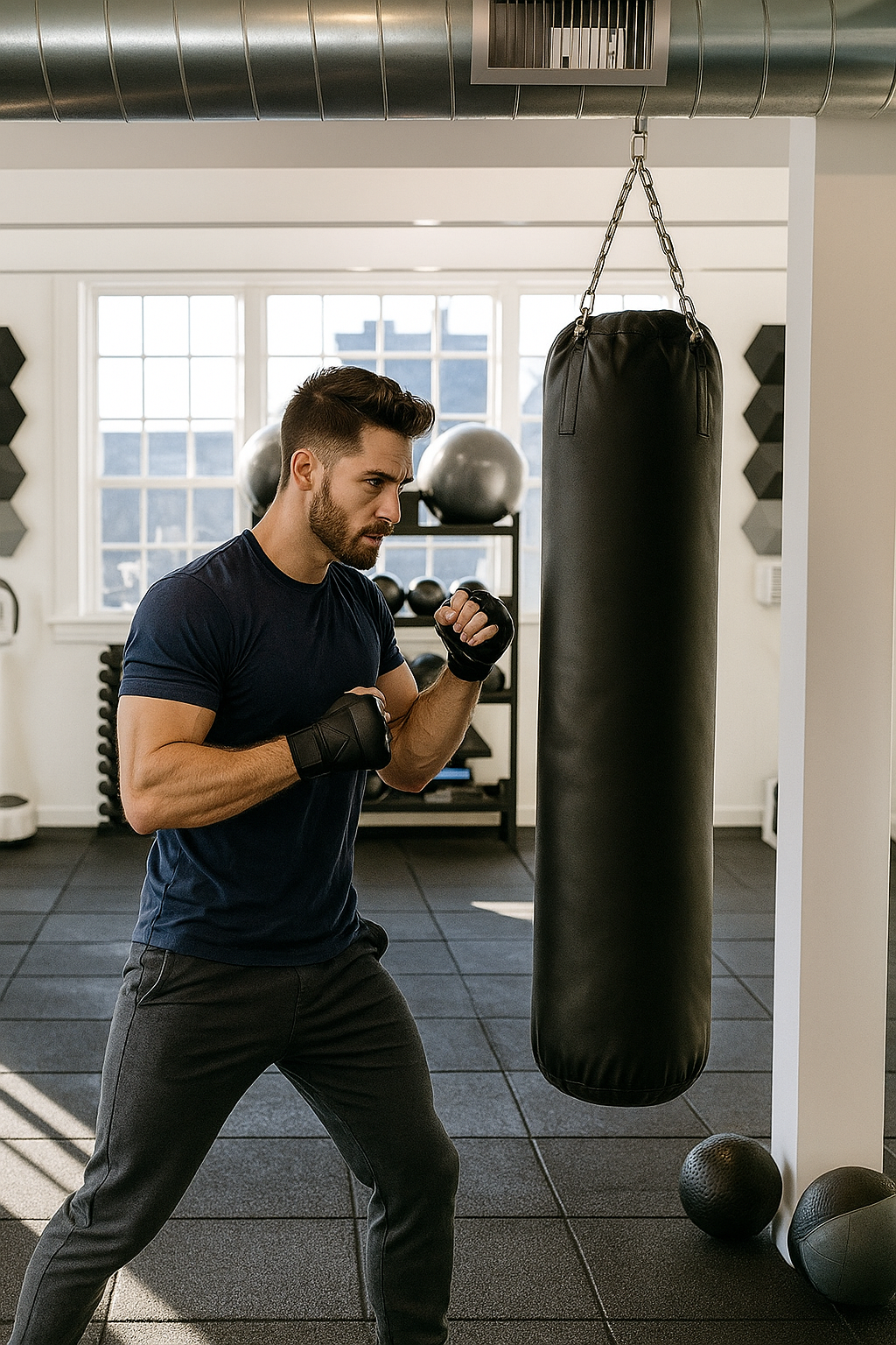 Black Buffalo Leather Heavy Punching Bag – Premium Hanging Bag for Boxing & MMA Training