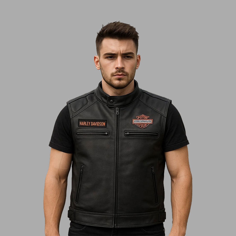 Harley Davidson Black Leather Vest