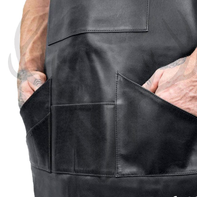 premium leather apron for chefs, best leather apron for woodworking, adjustable neck strap apron, leather workshop apron, rustic leather apron