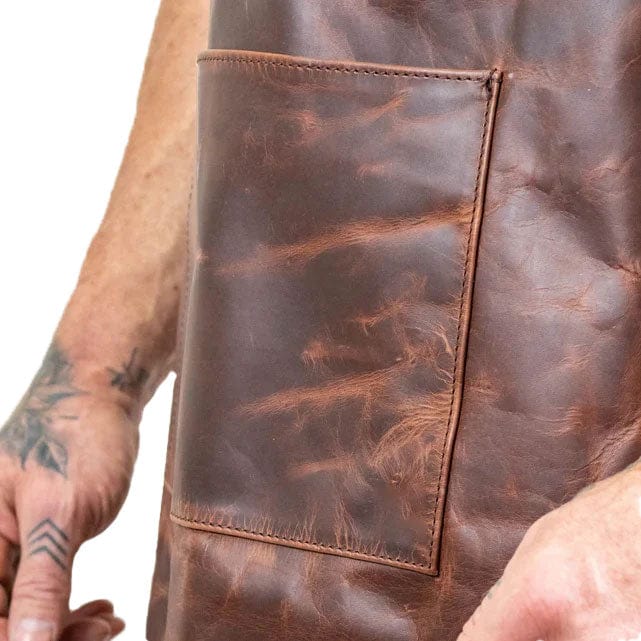 stylish leather apron with pockets, brown leather apron for artists, leather craft apron for makers, chef apron leather handcrafted, heavy duty leather apron