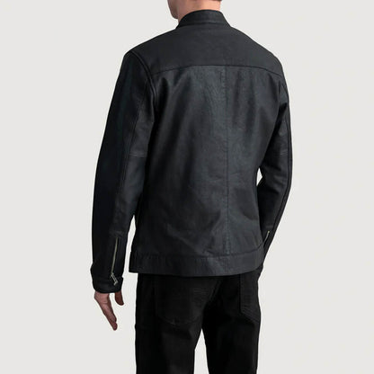 ObsidianRush Leather Biker Jacket – Tumbled Black Edition