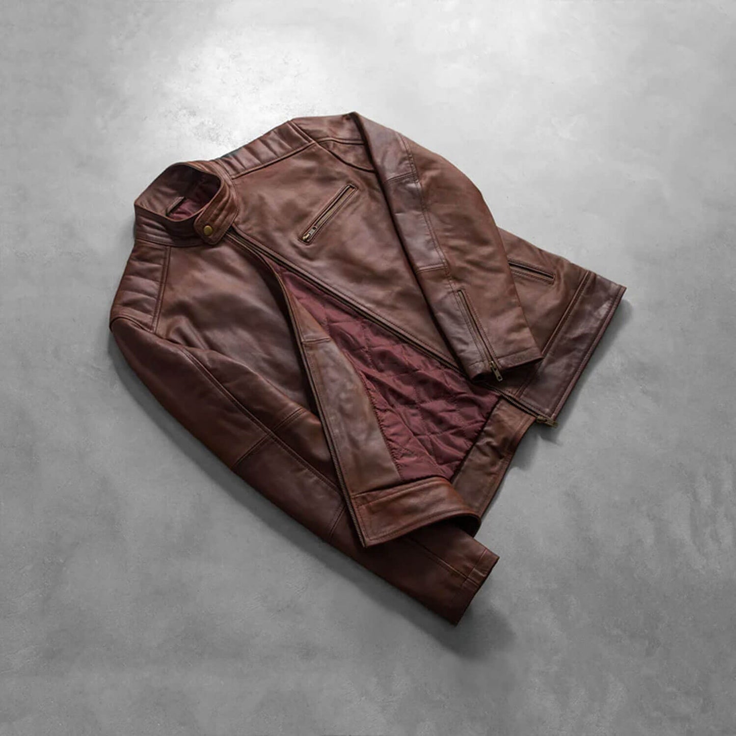 IronTrail Leather Biker Jacket – Vintage Brown Edition