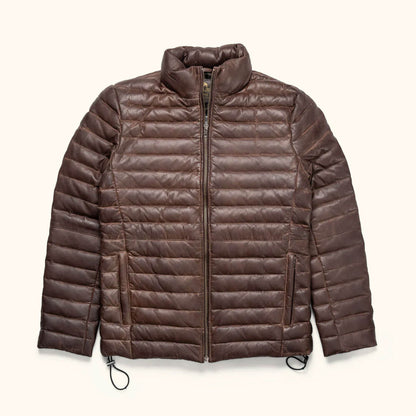 SummitHaven Chocolate Brown Leather Down Jacket – Heritage Winter Edition