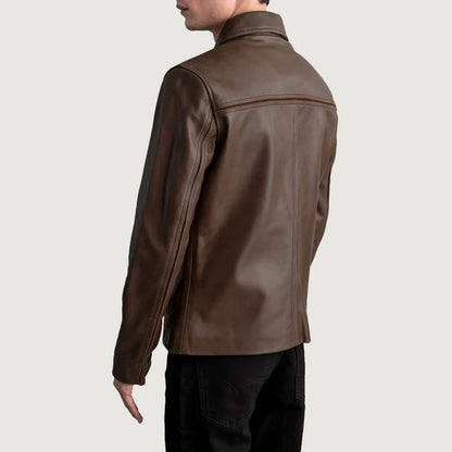 IronCrest Leather Jacket – Pull-Up Brown Edition
