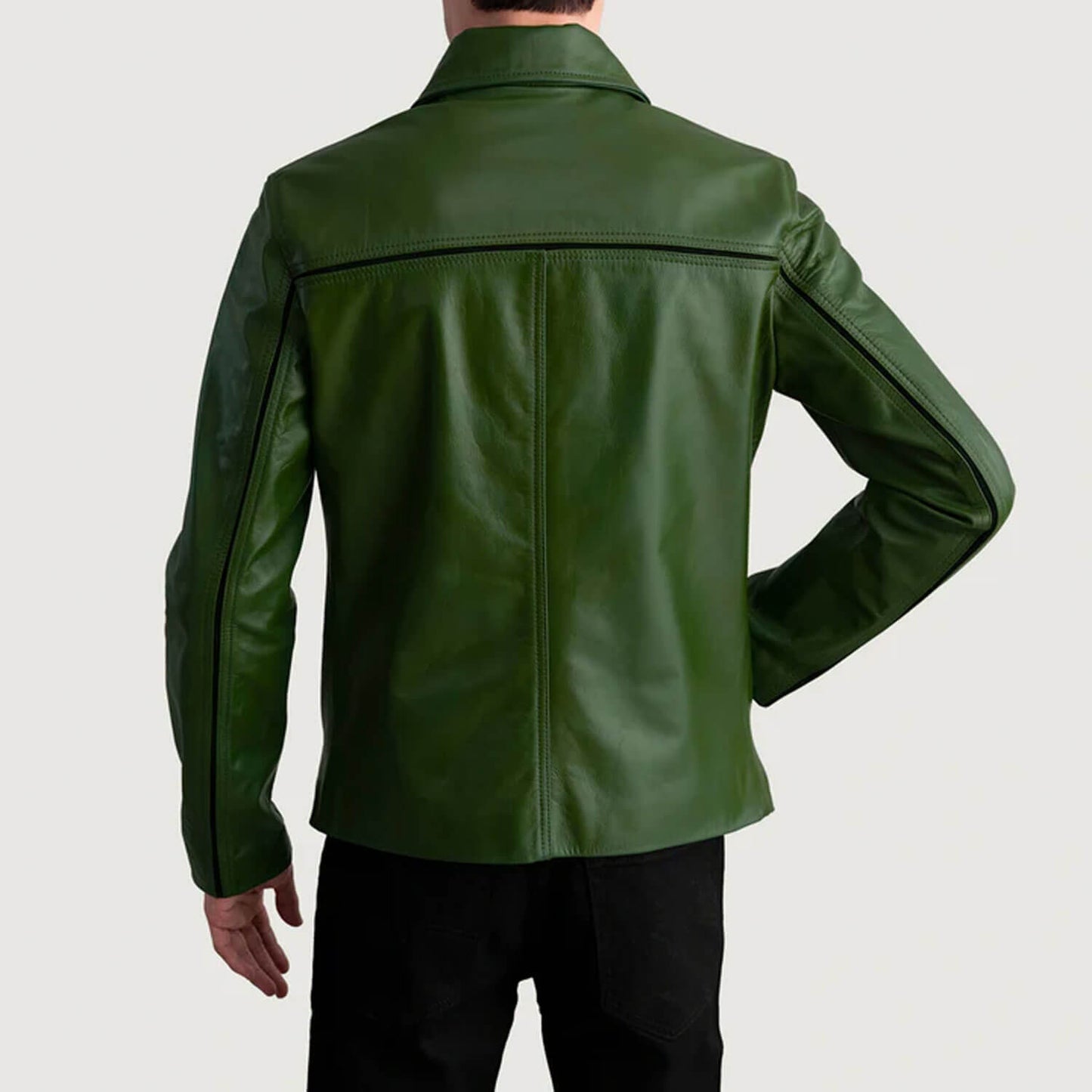 EmeraldShadow Leather Jacket – Forest Green Edition