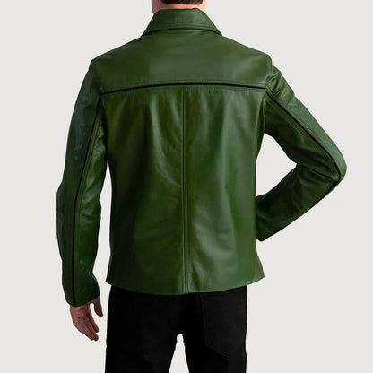 EmeraldShadow Leather Jacket – Forest Green Edition
