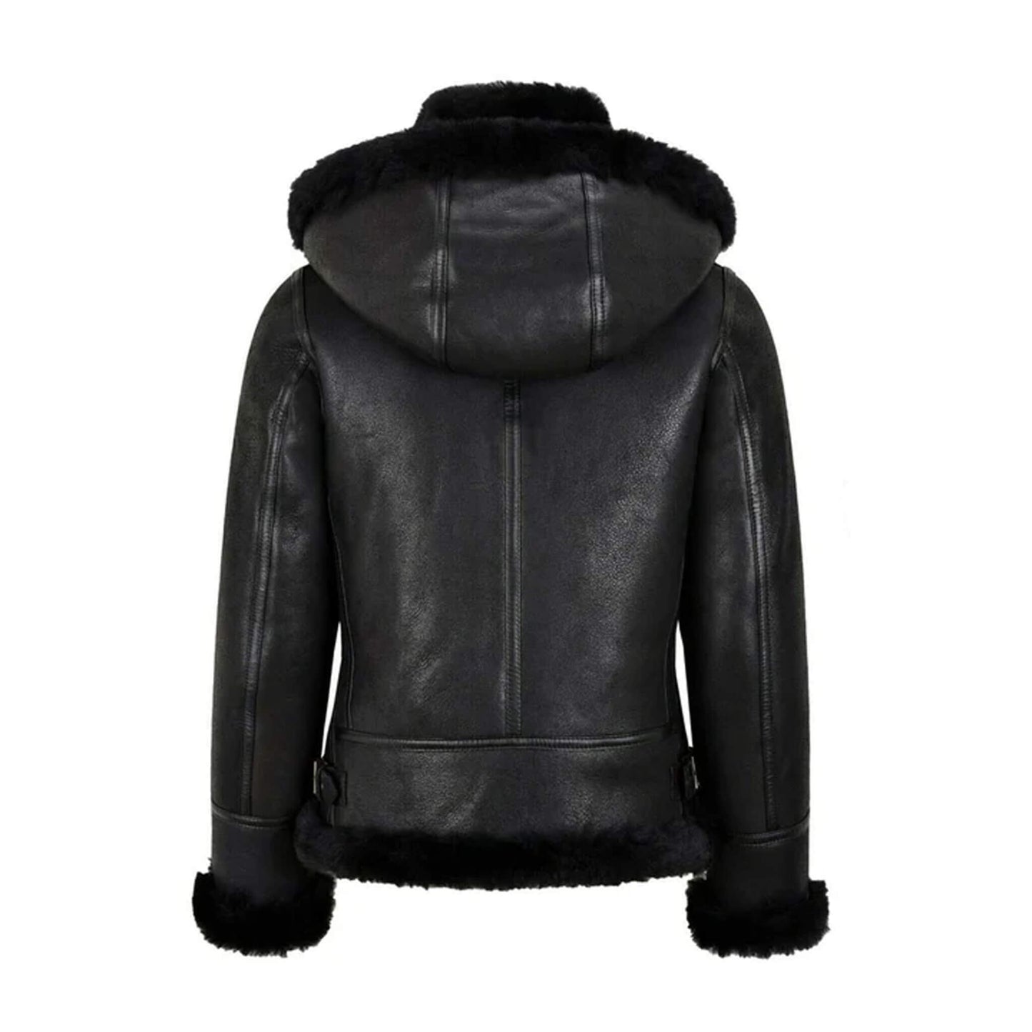 Ardelle Black Shearling Leather Jacket – Goatskin & Faux Fur Lining