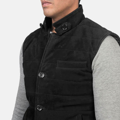 ShadowCreek Suede Leather Vest – Midnight Black Edition