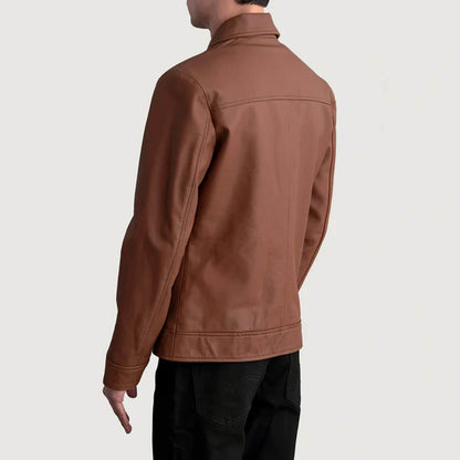 EmberTrail Leather Jacket – Matte Brown Edition