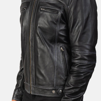 RebelEdge Leather Biker Jacket – Jet Black Edition