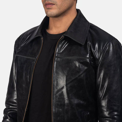 PhantomRider Leather Jacket – Midnight Black Edition