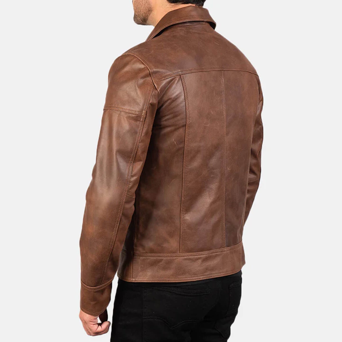 CedarRidge Leather Biker Jacket – Walnut Brown Edition