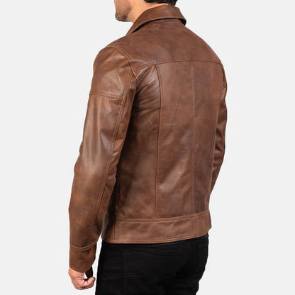 CedarRidge Leather Biker Jacket – Walnut Brown Edition