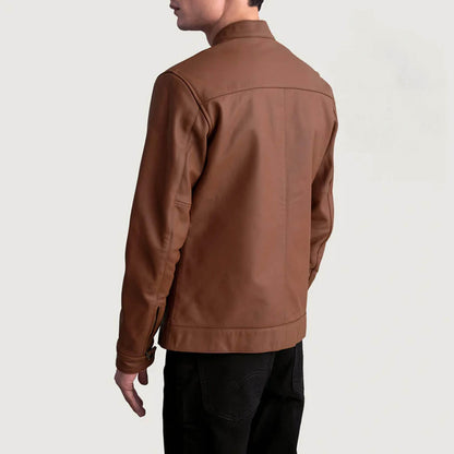 CanyonForge Leather Biker Jacket – Matte Brown Edition