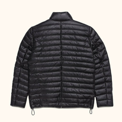 ShadowPeak Black Leather Down Jacket – Arctic Edition