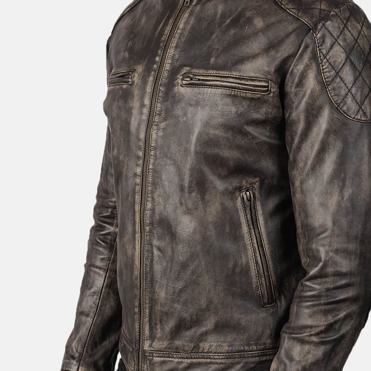 RustHaven Leather Biker Jacket – Distressed Brown Edition