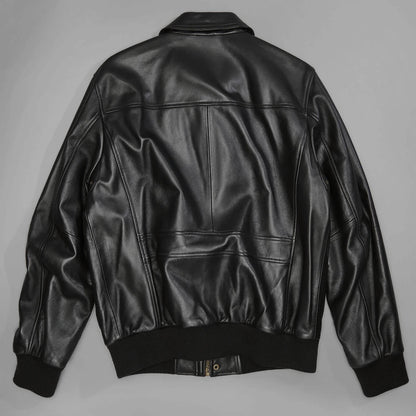 AeroForge Black Leather Bomber Jacket – Heritage Flight Edition