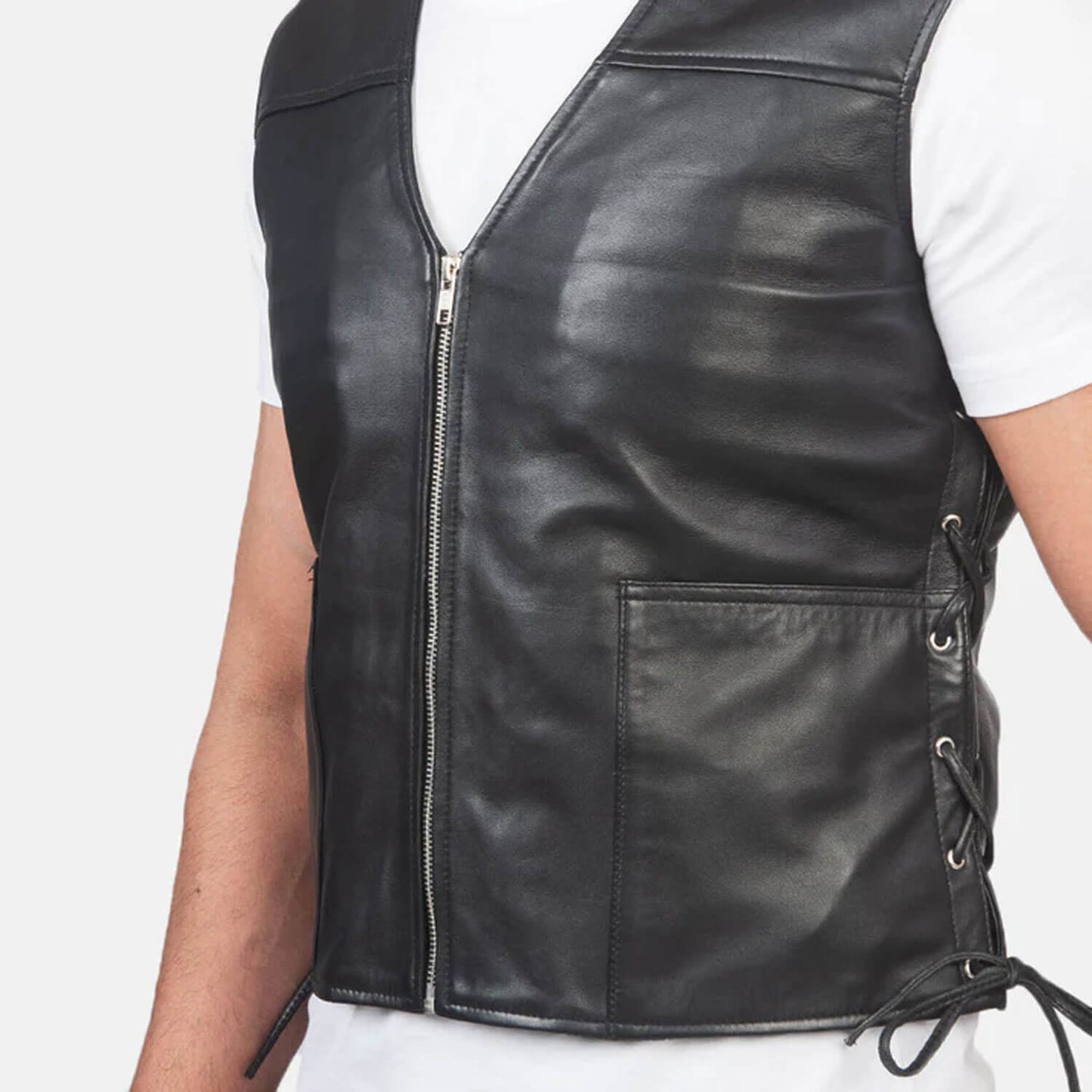 IronShade Leather Rider Vest – Matte Black Edition