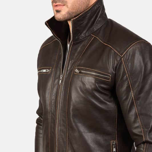 IronTrail Heritage Leather Jacket – Rustic Brown Edition