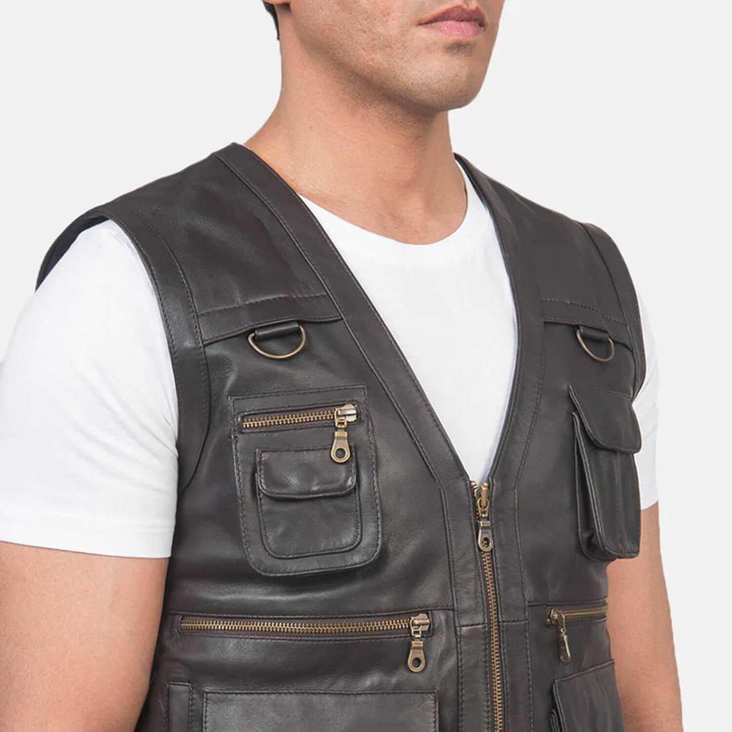 Trailhawk Vintage Leather Vest – Rustic Brown Edition
