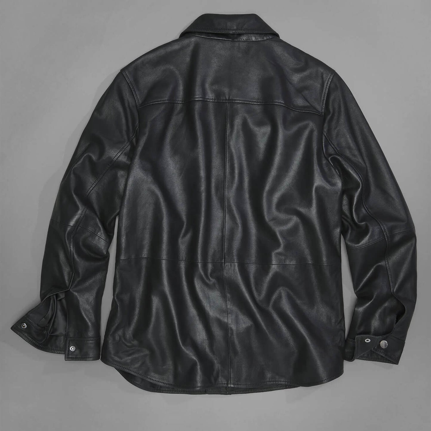 UrbanForge Black Leather Snap Front Shirt Jacket – Modern Heritage Edition