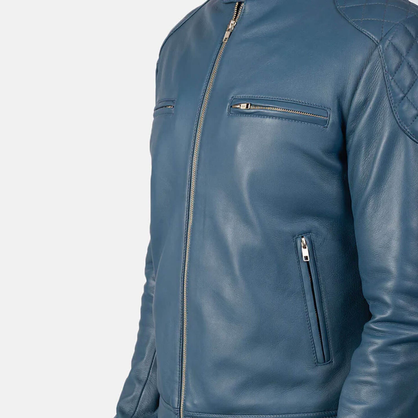 StormRider Leather Biker Jacket – Midnight Blue Edition