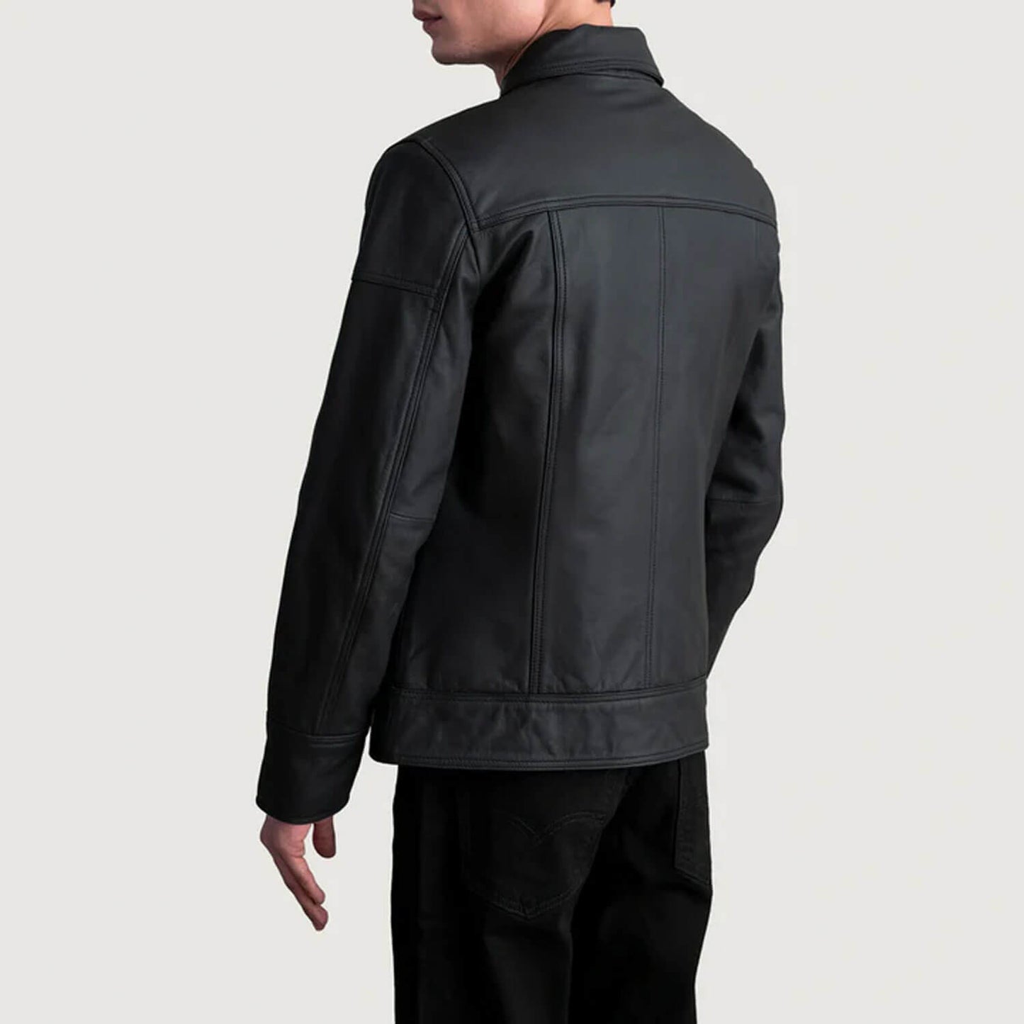 ShadowVanguard Leather Biker Jacket – Matte Black Edition