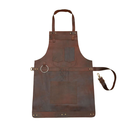Yorkshire Brown Full Grain Leather BBQ Crossbody Apron