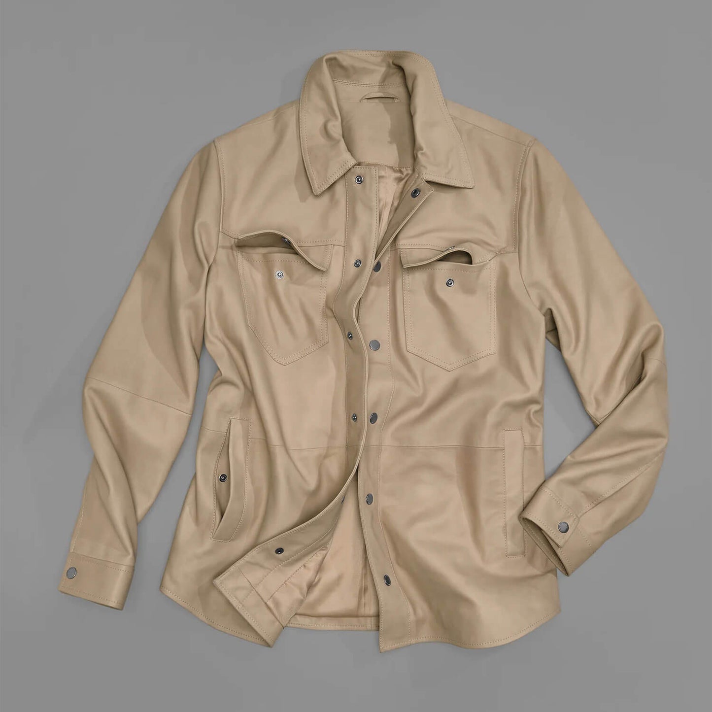 RidgeLine Lightweight Leather Snap Front Shirt Jacket – Signature Edition