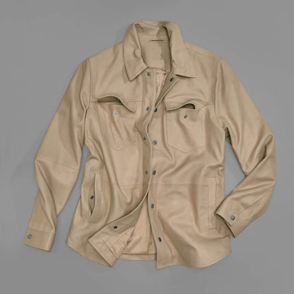 RidgeLine Lightweight Leather Snap Front Shirt Jacket – Signature Edition