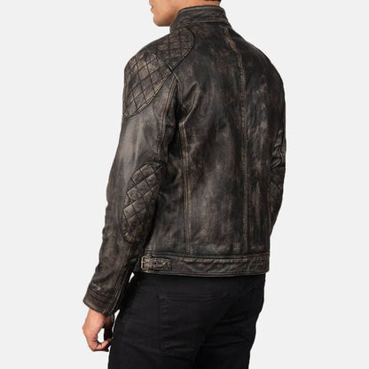 RustHaven Leather Biker Jacket – Distressed Brown Edition
