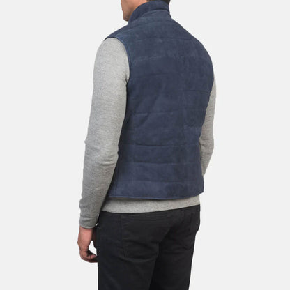 Azure Ridge Suede Leather Vest – Ocean Blue Edition