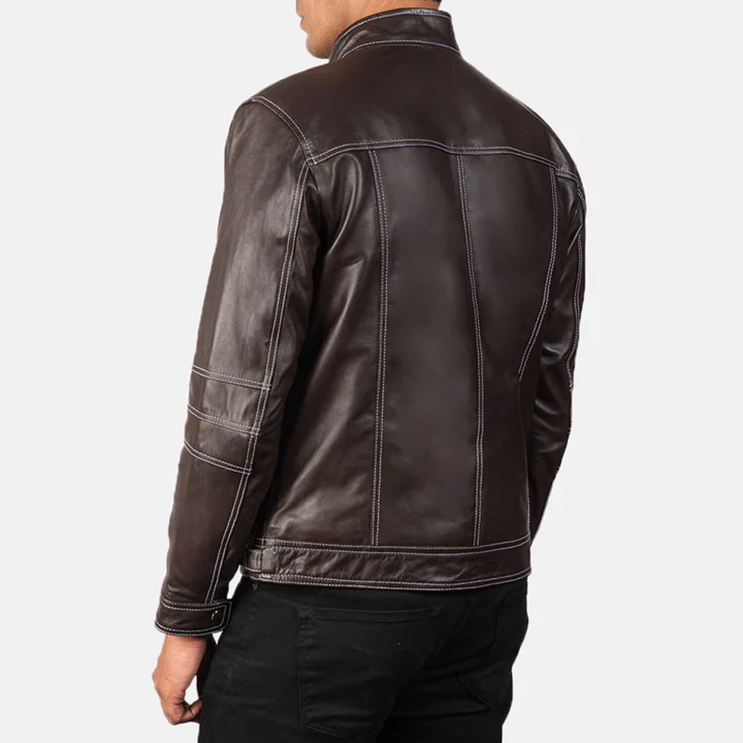 MaverickTrail Leather Biker Jacket – Rustic Brown Edition