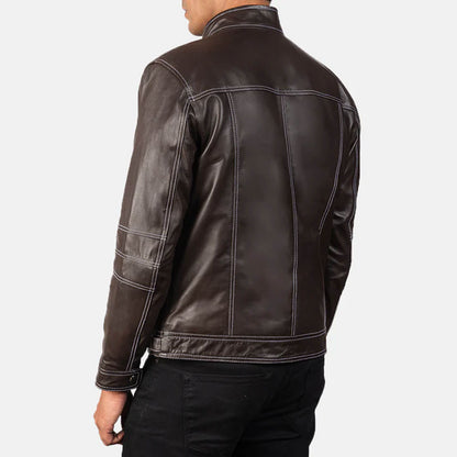 MaverickTrail Leather Biker Jacket – Rustic Brown Edition