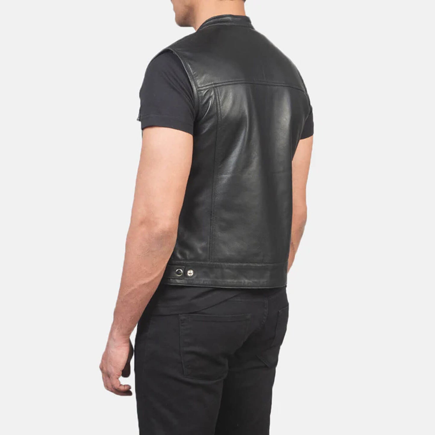 AtlasForge Moto Leather Vest – Stealth Black Edition