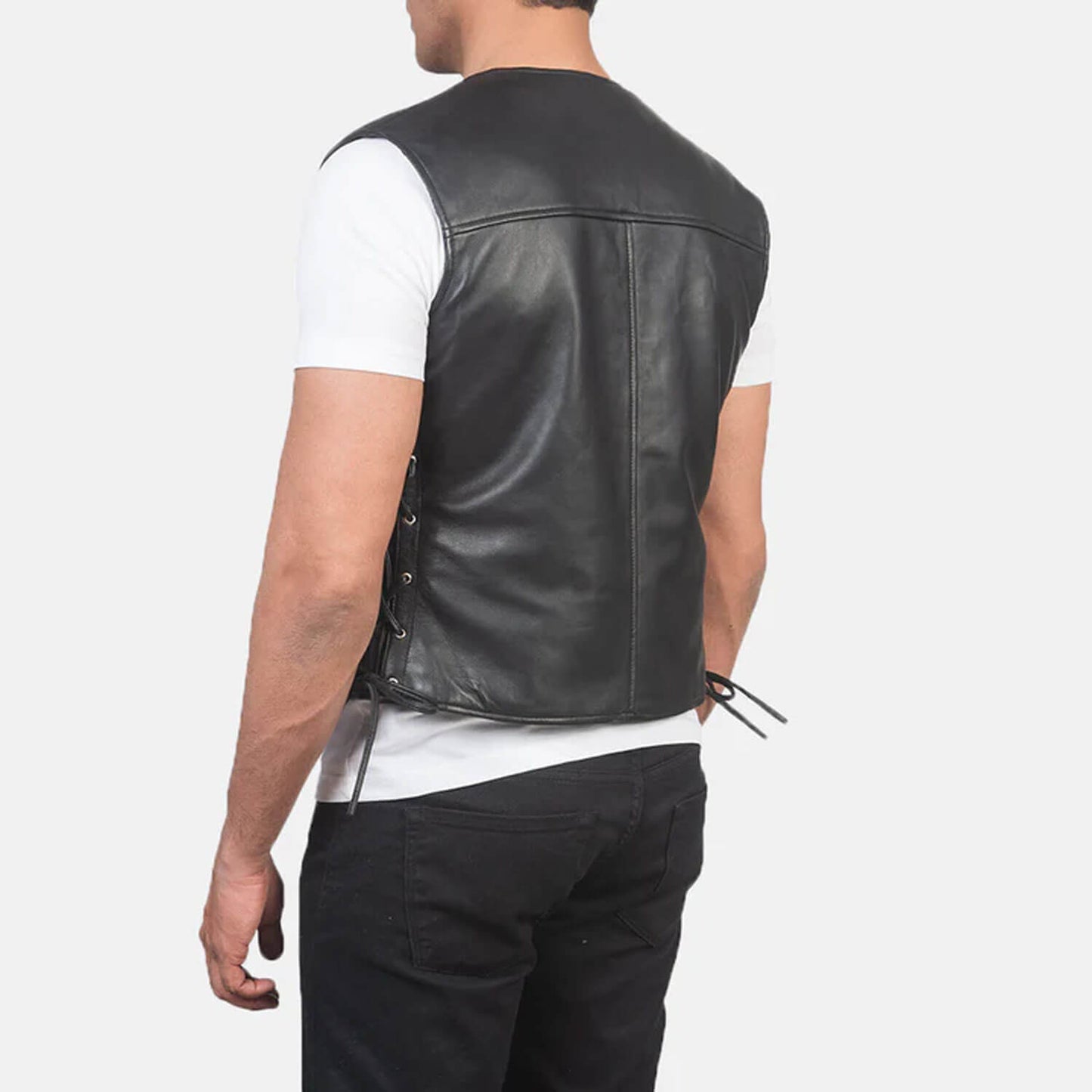 IronShade Leather Rider Vest – Matte Black Edition